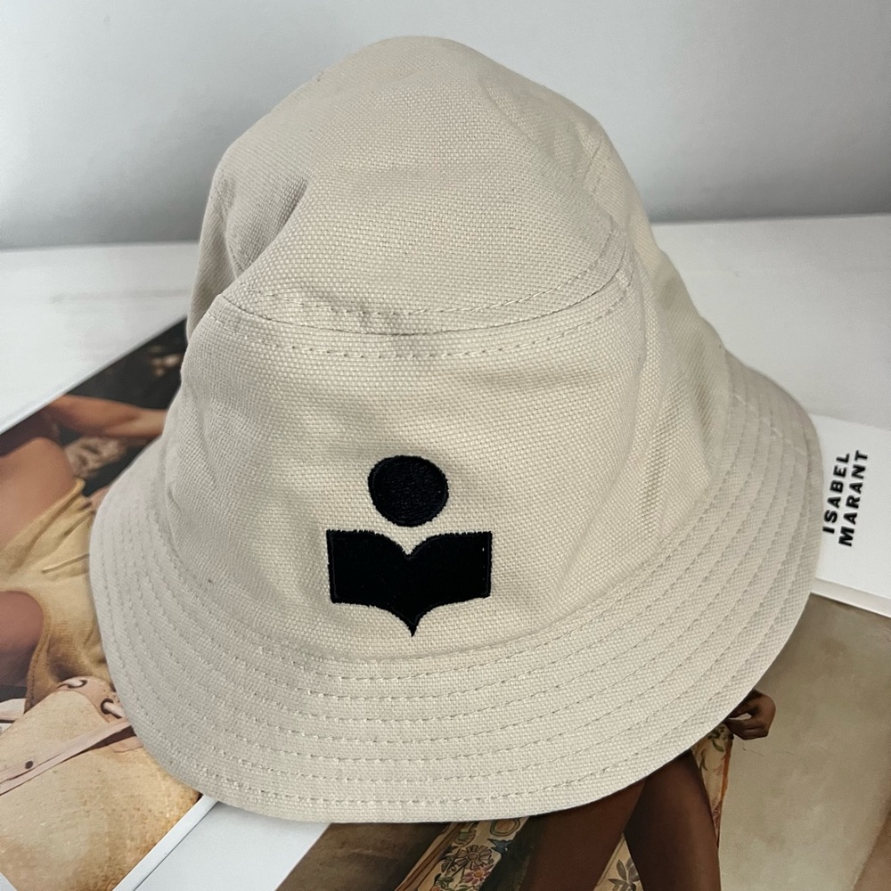 Isabel Marant unisex  Beige embroidered Bucket Hat